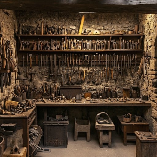 Rustic Workshop with Traditional Tools