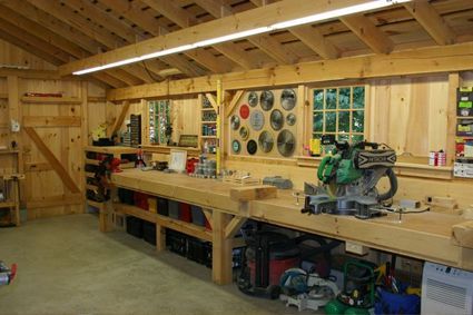 Well-lit Workshop with Workbench