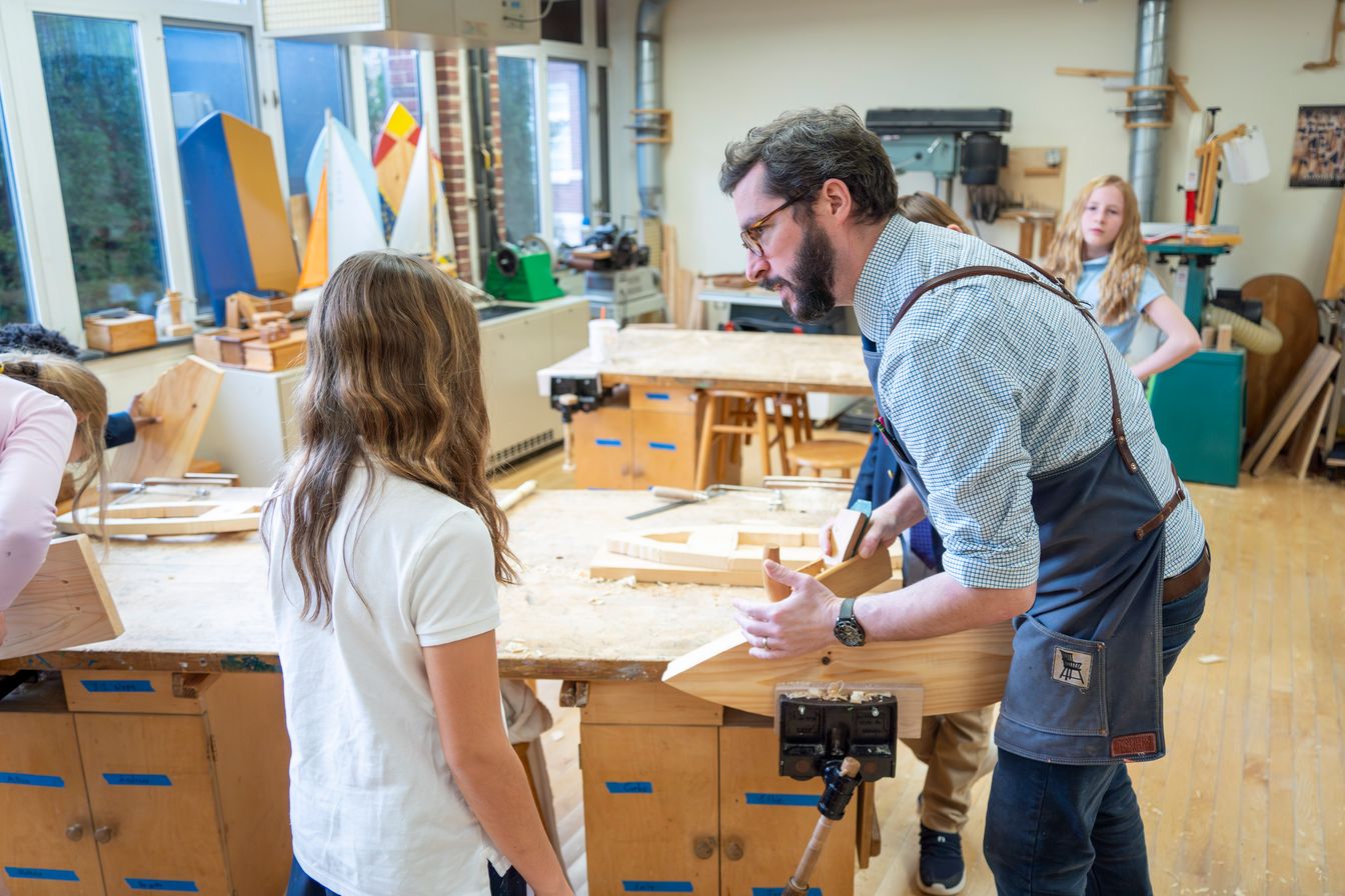 Woodworking class in session